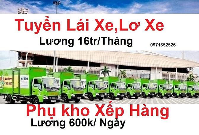 Vũng Tàu Cần Gấp ==> Tuyển Lái Xe + Phụ Xe và Phụ Kho Bao Ăn ở